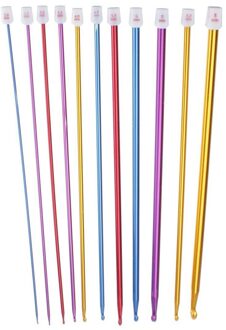 11 stks 10.6 "27 cm Multicolour Aluminium TUNESISCHE/AFGHAANSE Stijl Enkele Wees Garen Weave Craft Haaknaalden Naalden 2.0-8.mm