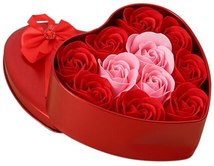 11 Stks/doos Kunstbloemen Rose Zeep Bloem Hart Vorm Diy Bruiloft Decoratie Voor Souvenir Valentijnsdag Flore rood