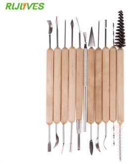 11 stks Klei Beeldhouwen Kit Sculpt Smoothing Wax Carving Aardewerk Keramische Gereedschap Polymeer Shapers Modeling Gesneden Tool Houten Handvat Set