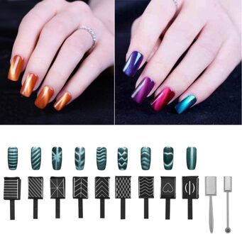 11 stks/set 3D Cat Eye Magnetische LED Polish Soak Off UV Gel Magneet Stok Mixes Shape Magic Effect Magnetische Manicure nail Art Gereedschap