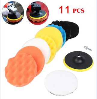 11 Stks/set 3Inch Auto Polijstschijf Polijsten Buffing Pad Spons Kit Zelfklevende Polijsten Waxen Spons Wol Wiel polijsten Pad