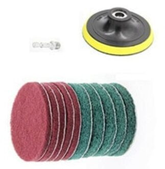 11 Stks/set Boor Borstel Kit Kleverige Schijf Rood Groen Schuursponsjes Scrub Borstel Power Bad Cleaner Combo Tool Duurzaam
