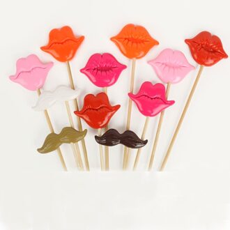 11 stks/set Handgemaakte Polymeer Klei Photo Booth Props Voor Bruiloft/Party Snor Lippen op een stok
