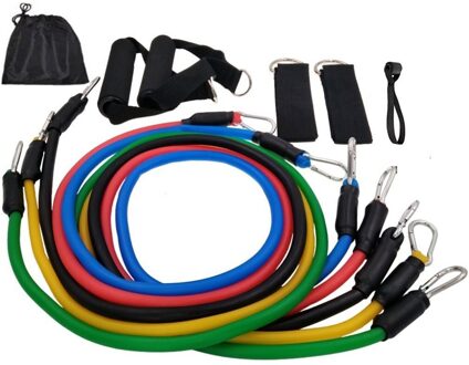 11 Stks/set Latex Resistance Bands Gym Deur Anker Enkelbandjes Met Zak Kit Set Yoga Oefening Fitness Band Rubber Loop buis Bands carabiner