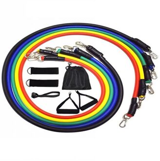 11 Stks/set Latex Resistance Bands Gym Deur Anker Enkelbandjes Met Zak Kit Set Yoga Oefening Fitness Band Rubber Loop buis Bands gewoon gesp