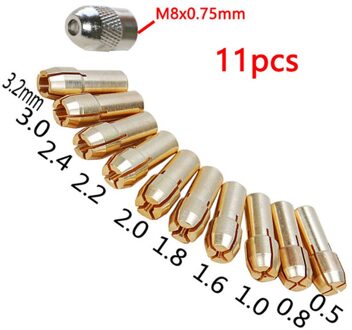 11 Stks/set Messing Boor Klauwplaten Collet Bits 0.5-3.2 Mm 4.3 Mm Schacht Schroef Moer Vervanging Voor Dremel Rotary tool