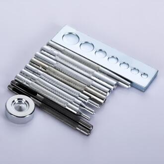 11 Stks/set Metalen Diy Lederen Tool Set Sterven Gat Punch Knop Gereedschap Set Drukknopen Drukknopen Klinknagel Setter Base kit
