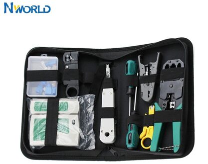 11 Stks/set RJ45 RJ11 RJ12 CAT5 CAT5e Draagbare Lan Netwerk Reparatie Tool Kit Utp Kabel Tester En Tang Crimp Crimper plug Klem