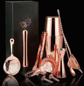 11 Stuk Barman Kit Boston Cocktail Shaker Bar Set Arrivals Rvs Rose Goud Cocktail Shaker Set bar Counte roos koper