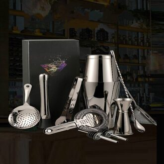 11 Stuk Barman Kit Boston Cocktail Shaker Bar Set Arrivals Rvs Rose Goud Cocktail Shaker Set bar Counte zwart