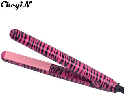 110-220 v Mini Stijltang Home Reizen Draagbare Elektrische Styling Tools Zebra Luipaard Print Thermostatische Keramische Platte Iron47 zwart en roos rood