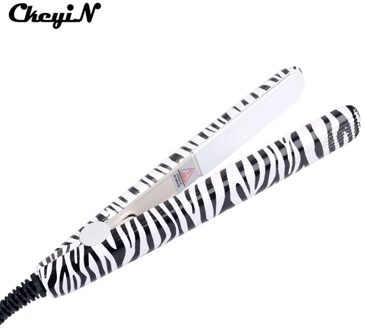 110-220 v Mini Stijltang Home Reizen Draagbare Elektrische Styling Tools Zebra Luipaard Print Thermostatische Keramische Platte Iron47 zwart en wit