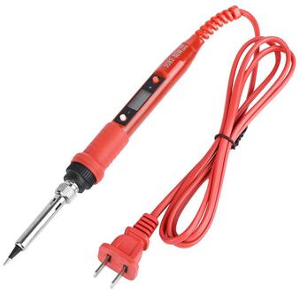 110/220V 80W Elektrische Soldeerbout Lcd Digitale Warmte Handmatige Soldeer Draad Pincet Repair Tool rood 220V EU