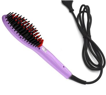 110 V/220 V 30W Keramische Elektrische Stijltang Borstel Haar Styling Rechttrekken Borstel Meisjes Dames Haar Kam haarverzorging Gereedschappen Paars / EU