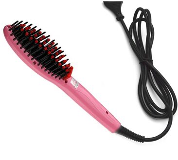 110 V/220 V 30W Keramische Elektrische Stijltang Borstel Haar Styling Rechttrekken Borstel Meisjes Dames Haar Kam haarverzorging Gereedschappen Roze / EU