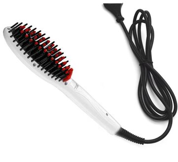 110 V/220 V 30W Keramische Elektrische Stijltang Borstel Haar Styling Rechttrekken Borstel Meisjes Dames Haar Kam haarverzorging Gereedschappen wit / EU