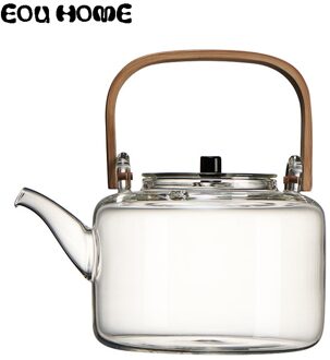 1100Ml Glazen Theepotten Hittebestendig Explosieveilige Gekookt Theepot Kung Fu Thee Set Gekookt Water Speciale Bamboe handvat Beam Pot
