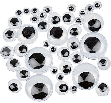 1100x Wiebel oogjes/googly eyes 4-20 mm - Plastic beweegbare oogjes - Hobby/knutselmateriaal