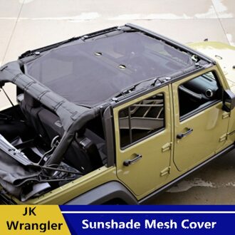 110Cm X 70Cm X 0.5Mm Auto Zonnescherm Volledige Mesh Top Cover Anti Uv Bescherming Voor Jeep voor Wrangler Jk 4 Deur Zwarte Auto Covers