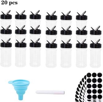 110Ml Bus Set 20/30Pc Spice Organisator Kruidkruik Zout En Peper Vriendelijke Plastic Blikjes Geen Bpa zout Peper Keuken Kruid Jar 20stk