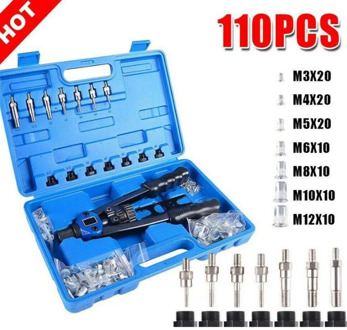 110Pc Manual Rivetting Machine/Riveting Gun Nut Tool M3-M8 Thread Nut Riveting Machine Rivet Kit