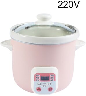 110V/220V Huishoudelijke Elektrische Smart Slowcooker Wit Porselein Pap Soep Stoven Machine Tijd Controle Babyvoeding stoomboot 1.5L 220V roze