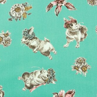 110X45Cm Dikke Katoenen Stof Door Werf Bunny Bloemenprint Doek Diy Handgemaakte Naaien Patchwork Materiaal Accessoires Thuis textiel katoen kleding stof 2