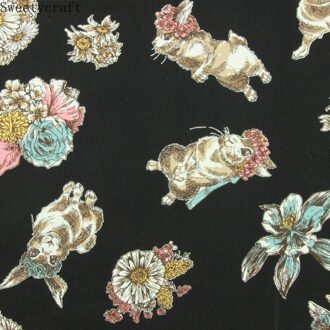 110X45Cm Dikke Katoenen Stof Door Werf Bunny Bloemenprint Doek Diy Handgemaakte Naaien Patchwork Materiaal Accessoires Thuis textiel katoen kleding stof 3
