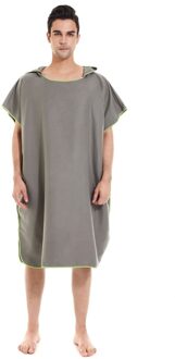 110X90Cm Microfiber Poncho Handdoek Surf Strand Wetsuit Veranderende Badjas Met Kap Zwemmen Watersport Activiteiten Volwassenen Mannen vrouwen grijs