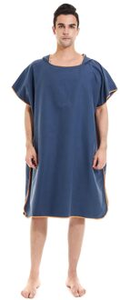 110X90Cm Microfiber Poncho Handdoek Surf Strand Wetsuit Veranderende Badjas Met Kap Zwemmen Watersport Activiteiten Volwassenen Mannen vrouwen marine blauw
