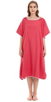 110X90Cm Microfiber Poncho Handdoek Surf Strand Wetsuit Veranderende Badjas Met Kap Zwemmen Watersport Activiteiten Volwassenen Mannen vrouwen rood
