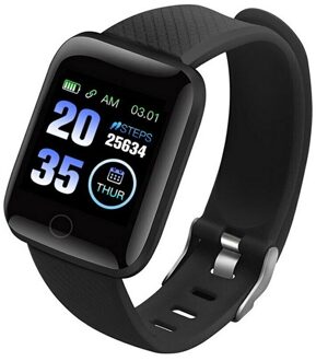 116 Plus Kleur Screen Smart Horloge Hartslag Bloeddruk Waterdichte Fitness Tracking Horloge FOU99 zwart