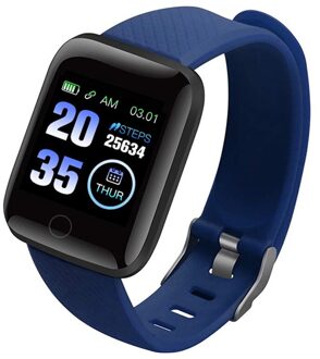 116 Plus Kleur Screen Smart Horloge Hartslag Bloeddruk Waterdichte Fitness Tracking Horloge J2Y Blauw