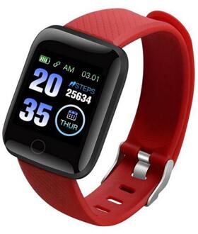 116 Plus Smart Armband Horloge Kleur Screen Hartslag Bloeddruk Monitoring Track Beweging IP67 Waterdichte Stappentellers rood