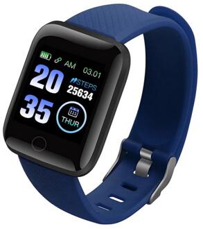 116 Plus Smart Armband Horloge Kleur Screen Hartslag Bloeddruk Monitoring Track Beweging Waterdichte Outdoor Stappentellers blauw