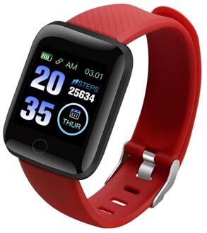 116 Plus Smart Armband Horloge Kleur Screen Hartslag Bloeddruk Monitoring Track Beweging Waterdichte Outdoor Stappentellers rood