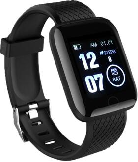 116 Plus Smart Armband Horloge Kleur Screen Hartslag Bloeddruk Monitoring Track Beweging Waterdichte Outdoor Stappentellers zwart