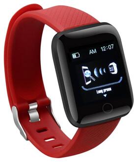 116 Plus Smart Band Smart Armband Voor Android Iphone IP67 Waterdicht Hartslag Tracker Bloeddruk Zuurstof Sport Wirstbands Rood