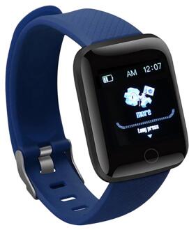 116 Plus Smart Fitness Armband Horloge Kleur Screen Hartslag Bloeddrukmeter Fitness Tracker IP67 Waterdichte Stappentellers blauw