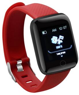 116 Plus Smart Fitness Armband Horloge Kleur Screen Hartslag Bloeddrukmeter Fitness Tracker IP67 Waterdichte Stappentellers rood