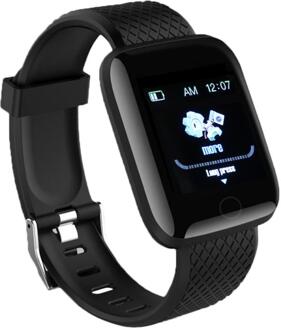 116 Plus Smart Fitness Armband Horloge Kleur Screen Hartslag Bloeddrukmeter Fitness Tracker IP67 Waterdichte Stappentellers zwart