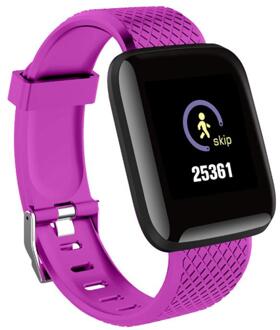 116 Plus Smart Sport Armband Kleur Screen Hart Tarieven Bloeddruk Sleep Monitor Horloge Fitness Tracker Waterdicht Stappenteller paars
