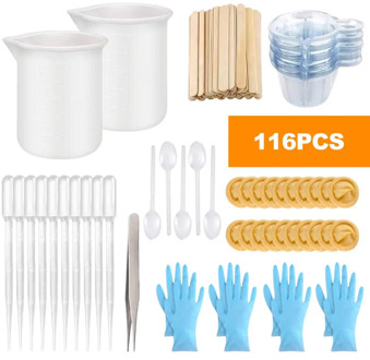116pcs Mixing Cups Epoxy Resin Cups with Sticks Kit Jewelry Making Mold Measuring Handmade Craft DIY Mould Accessories