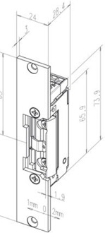 11805 Elektrische inbouw deuropener type 118 | spanningsloos vergrendeld | met diode | fafix | 10-24V=~ | (11-13V 100% ED) | DIN links en DIN