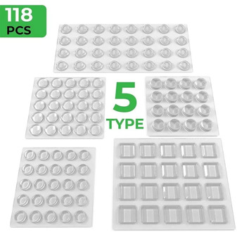 118pcs/set Multi-function Silicone Damper Buffer Self Adhesive Cabinet Bumpers Furniture Pad Cushion Protective For Door Stopper