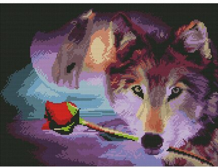 11CT Gestempeld Borduurpakketten Dieren Gedrukt Art Craft Opknoping Foto Diy Mozaïek Handwerken Voor Thuis Muur Decor B-36x46CM Wolf