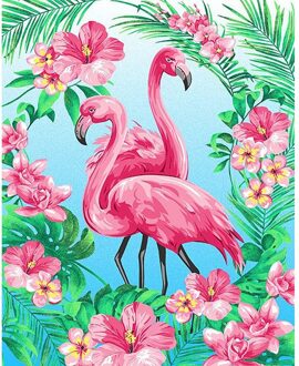 11CT Gestempeld Borduurpakketten Dieren Gedrukt Art Craft Opknoping Foto Diy Mozaïek Handwerken Voor Thuis Muur Decor C-36x46CM Flamingos