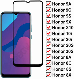 11D Full Cover Protective Glass For Huawei honor 9A 9C 9S 9X 8A 8C 8S 8X 10i 20i 20S 30S X10 Pro Tempered Screen Protector Film