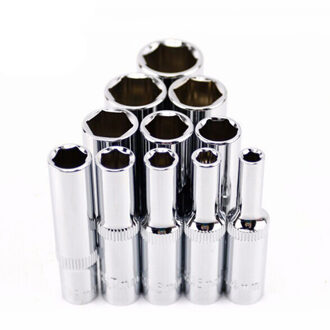 11PCS 1/4 "Drive Diepe Socket Set CRV Handgereedschap 6 Punt Lange Socket Hex Reparatie Tool