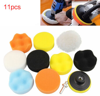 11Pcs 3 "Auto Spons Polijsten Pad Set Polijsten Buffer Waxen Adapter Boor Kit Voor Auto Body Care Koplamp vergadering Reparatie